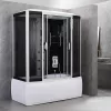Emilia 85x170 cm Hydromassage-Badewannenkabine mit Elektronik Schwarz
