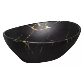 KR-707 schwarz-goldener Keramik-Waschtisch mit Marmordekor