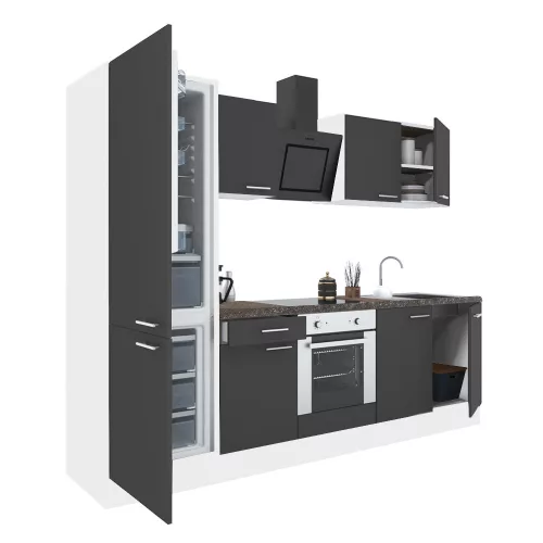 Yorki 270 Küchenzeile mit unterem Backofen, Sub-Kühlschrank mit Kühlschrank
