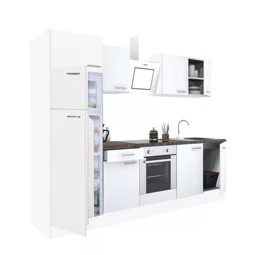 Yorki 270 Küchenzeile mit Backofen unten, Gefrierschrank oben und Kühlschrank