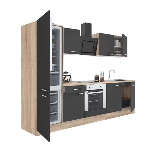 Yorki 270 Küchenzeile mit unterem Backofen, Sub-Kühlschrank mit Kühlschrank