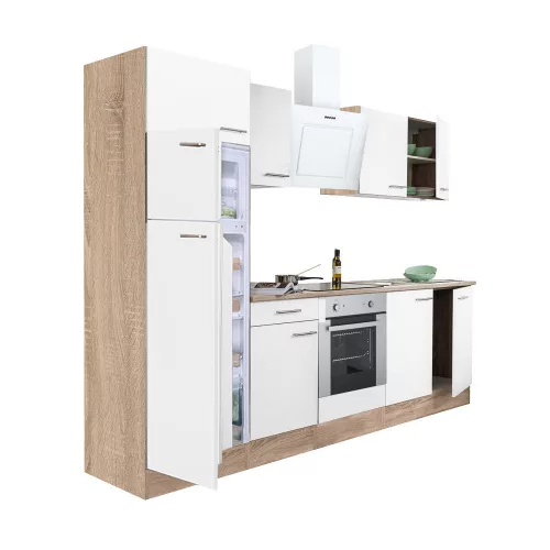 Yorki 270 Küchenzeile mit Backofen unten, Gefrierschrank oben und Kühlschrank