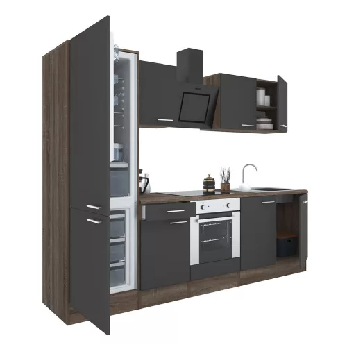 Yorki 270 Küchenzeile mit unterem Backofen, Sub-Kühlschrank mit Kühlschrank
