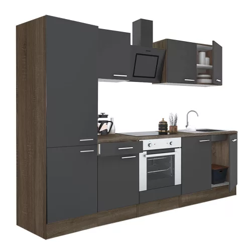 Yorki 270 Küchenzeile mit unterem Backofen, Regalversion