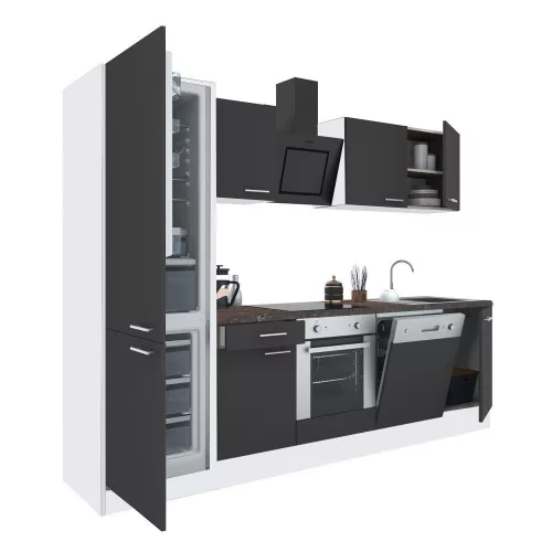 Yorki 280 Küchenzeile mit unterem Backofen, Sub-Kühlschrank mit Kühlschrank