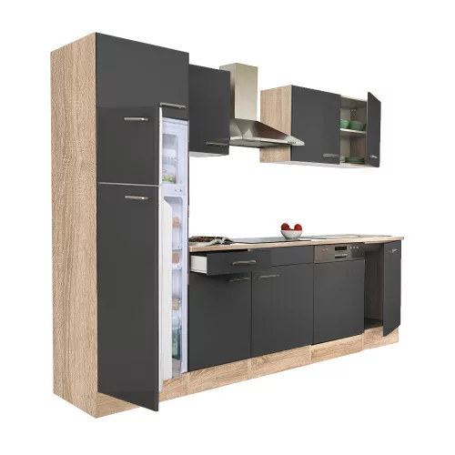 Yorki 280 Küchenzeile mit Top-Gefrierschrank und Kühlschrank