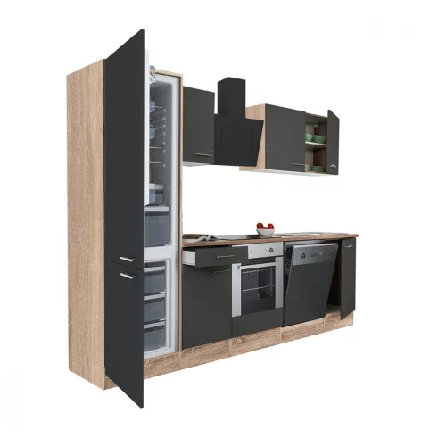 Yorki 280 Küchenzeile mit unterem Backofen, Sub-Kühlschrank mit Kühlschrank