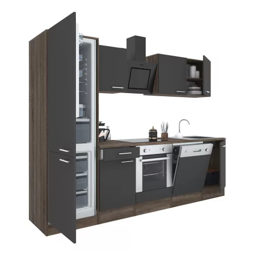 Yorki 280 Küchenzeile mit unterem Backofen, Sub-Kühlschrank mit Kühlschrank