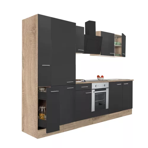 Yorki 300 Küchenzeile mit unterem Backofen, Regalversion
