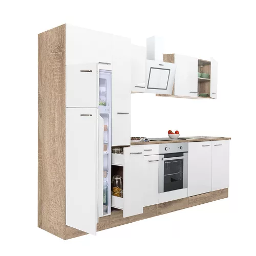 Yorki 300 Küchenzeile mit Backofen unten, Gefrierschrank oben und Kühlschrank