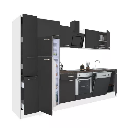 Yorki 310 Küchenzeile mit unterem Backofen, oberem Gefrierschrank und Kühlschrank