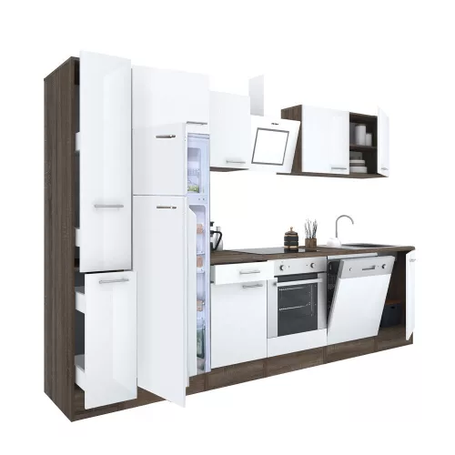 Yorki 310 Küchenzeile mit unterem Backofen, oberem Gefrierschrank und Kühlschrank
