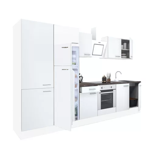 Yorki 330 Küchenzeile mit Backofen unten, Gefrierschrank oben und Kühlschrank