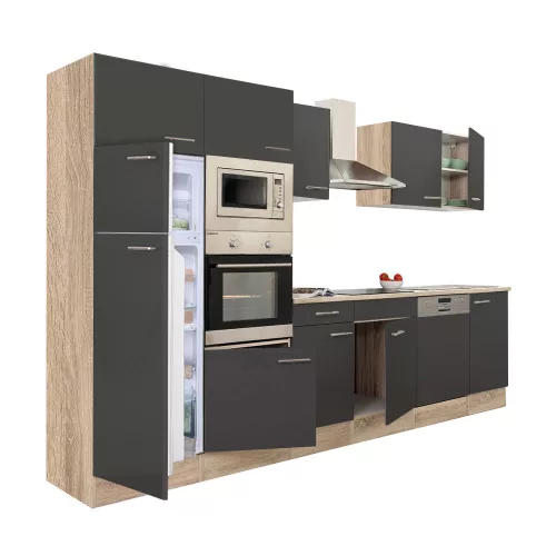 Yorki 340 Küchenzeile mit Top-Gefrierschrank und Kühlschrank