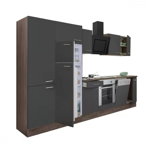 Yorki 340 Küchenzeile mit Backofen unten, Gefrierschrank oben und Kühlschrank