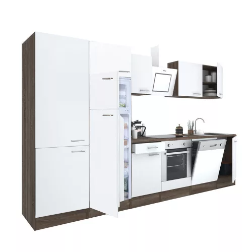 Yorki 340 Küchenzeile mit Backofen unten, Gefrierschrank oben und Kühlschrank
