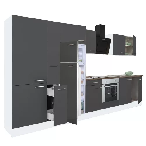 Yorki 360 Küchenzeile mit Backofen unten, Gefrierschrank oben und Kühlschrank