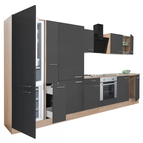 Yorki 360 Küchenzeile mit Unterbau-Backofen, Unterbau-Kühlschrank