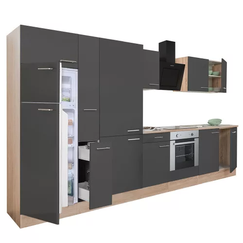 Yorki 360 Küchenzeile mit Backofen unten, Gefrierschrank oben und Kühlschrank