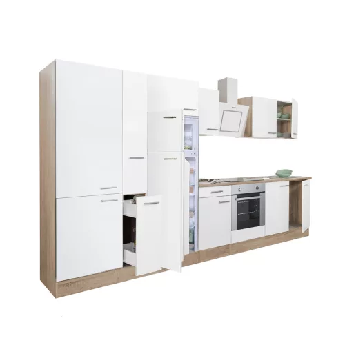 Yorki 360 Küchenzeile mit Backofen unten, Gefrierschrank oben und Kühlschrank