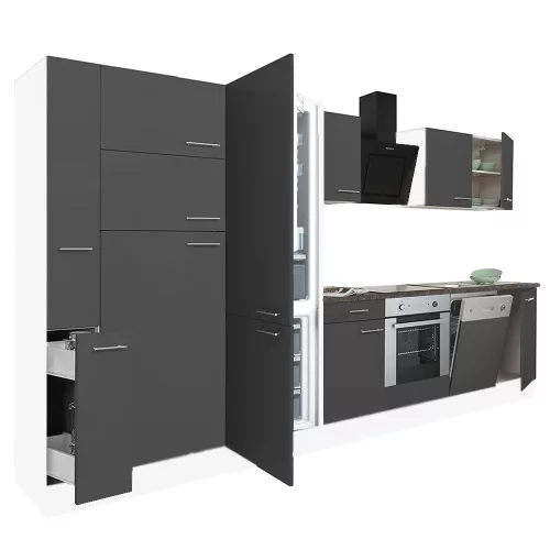 Yorki 370 Küchenzeile mit unterem Backofen, unterem Gefrierschrank und Kühlschrank