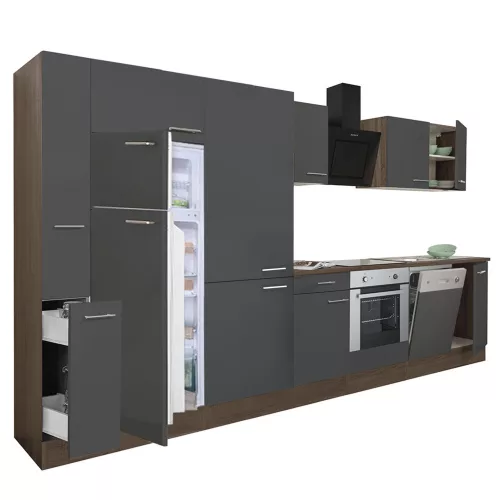 Yorki 370 Küchenzeile mit Backofen unten, Gefrierschrank oben und Kühlschrank
