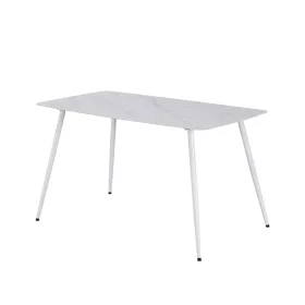Bora 140 cm quadratischer Esstisch aus Sinterstein weiß