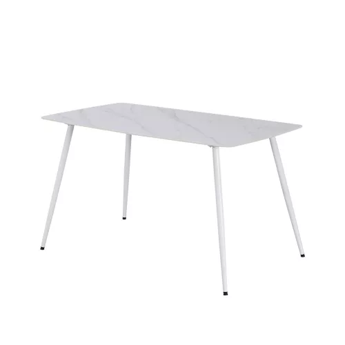 Bora 140 cm quadratischer Esstisch aus Sinterstein weiß