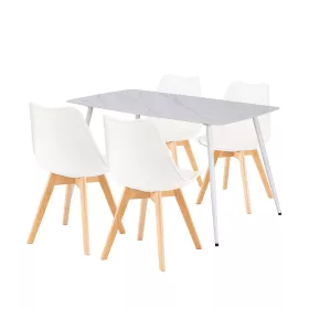 Ravena 4+1 Esstisch-Set weiß-weiß