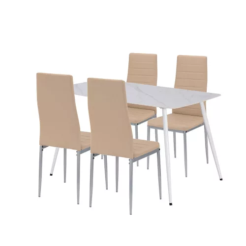 Renton 4+1 Esstisch-Set beige-grau
