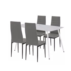 Renton 4+1 Esstisch-Set grau-schwarz