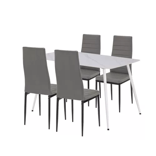 Renton 4+1 Esstisch-Set grau-schwarz