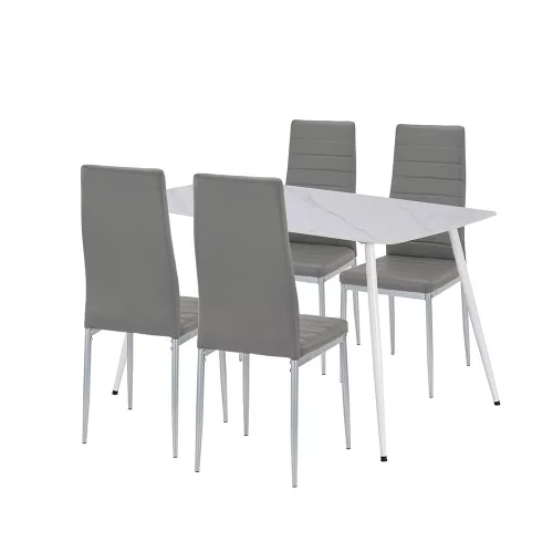 Renton 4+1 Esstisch-Set grau-grau