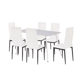 Renton 6+1 Esstisch-Set weiß-schwarz