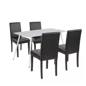 Megan 4+1 Esstisch-Set weiß-schwarz