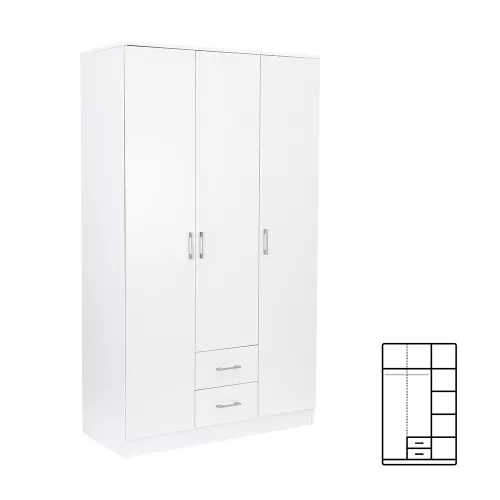 Miami Kleiderschrank 120x205 cm weiß-weiß