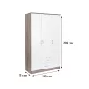 Miami Kleiderschrank 120x205 cm weiß-york Eiche