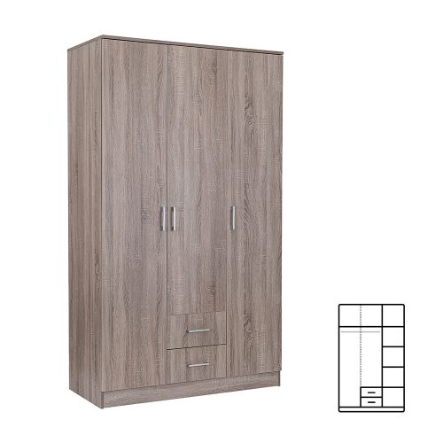 Miami Kleiderschrank 120x205 cm York Eiche-York Eiche