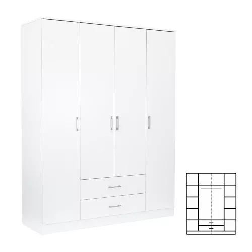 Miami Kleiderschrank 160x205 cm weiß-weiß