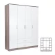 Miami Kleiderschrank 160x205 cm weiß-york Eiche