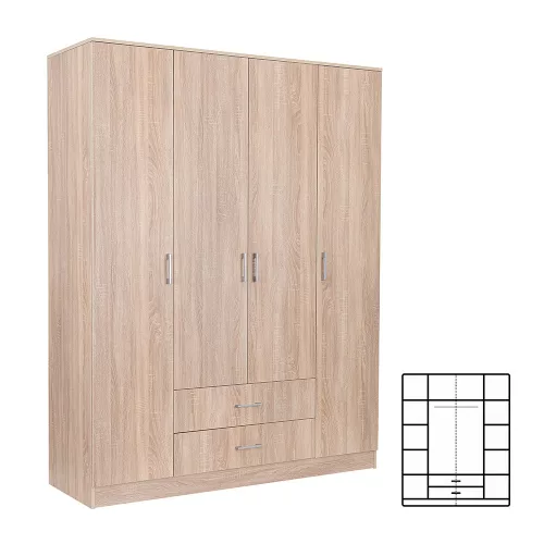 Miami Kleiderschrank 160x205 cm sonoma Eiche-sonoma Eiche