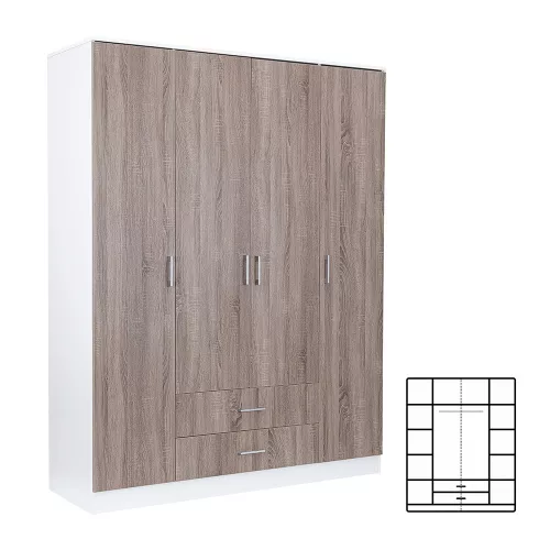 Miami Kleiderschrank 160x205 cm York Eiche-weiß