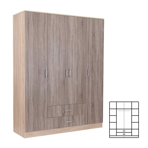 Miami Kleiderschrank 160x205 cm York Eiche-sonoma Eiche