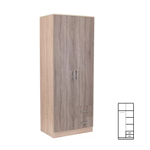 Miami Kleiderschrank 80x205 cm York Eiche-Sonoma Eiche