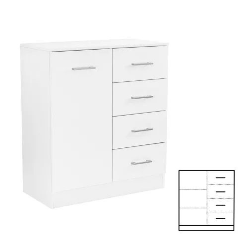 Miami Sideboard 1 Tür 4 Schubladen 80x92 cm weiß-weiß