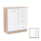 Sideboard Miami 1 Tür 4 Schubladen 80x92 cm weiß-sonoma Eiche