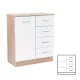 Sideboard Miami 1 Tür 4 Schubladen 80x92 cm weiß-sonoma Eiche