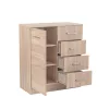 Miami kommode 1 tür 4 schubladen 80x92 cm sonoma eiche-sonoma eiche