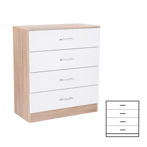 Miami Sideboard mit 4 Schubladen 80x92 cm weiß-sonoma Eiche