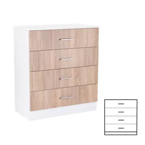 Miami Anrichte mit 4 Schubladen 80x92 cm sonoma eiche-weiß